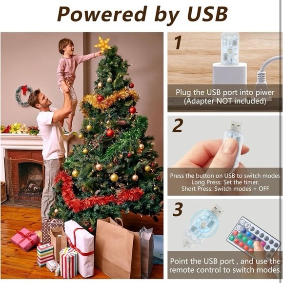 Christmas Tree Topper, 9" Lighted Christmas Tree Topper Star KBG LED 20 Light Mo - Picture 2 of 9